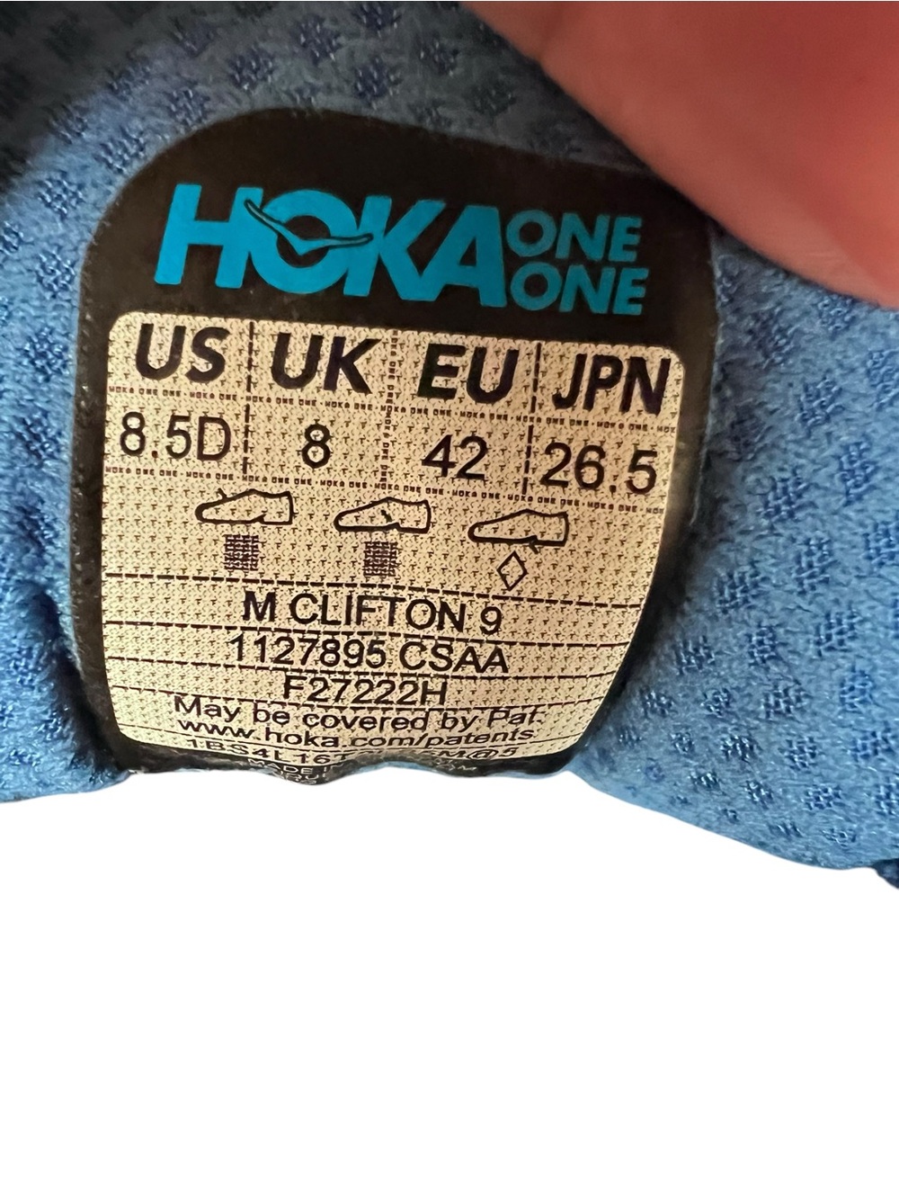 Hoka Clifton 9 Men size 8.5 D Athletic Shoes - Vivid Blue with Orange Accents - Picture 9 of 9